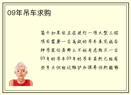 09年吊车求购