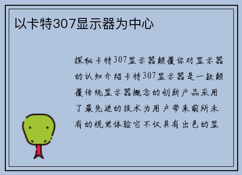 以卡特307显示器为中心