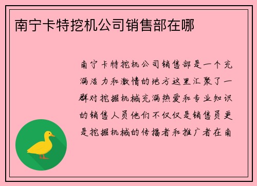 南宁卡特挖机公司销售部在哪