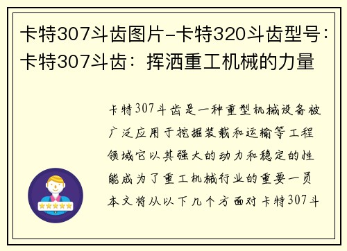卡特307斗齿图片-卡特320斗齿型号：卡特307斗齿：挥洒重工机械的力量