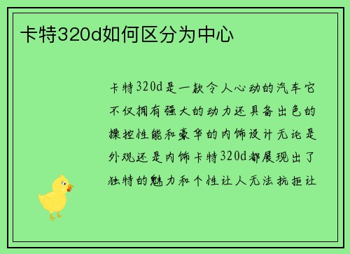 卡特320d如何区分为中心