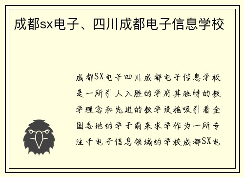 成都sx电子、四川成都电子信息学校